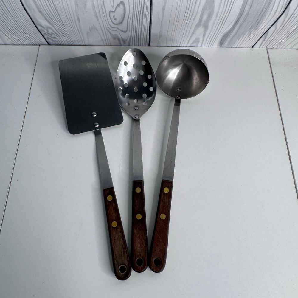 Lot Of 3 Oneida Stainless Steel USA Riveted Kitchen Utensils Spoon Spatula Ladle